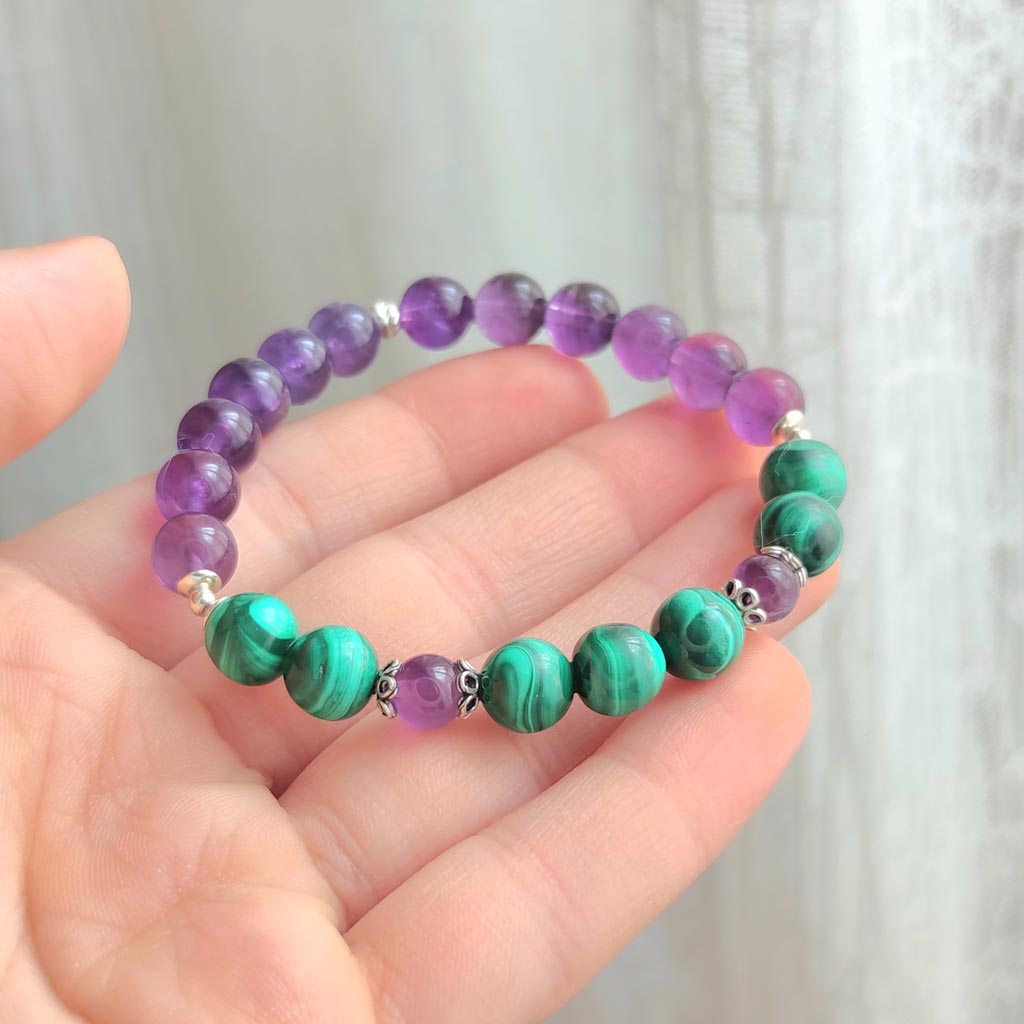 Malachite Gemstone Bracelet - 14kt Rolled offers Gold - Gemstone Bracelet Cuff Bracelet - Amethyst jewelry